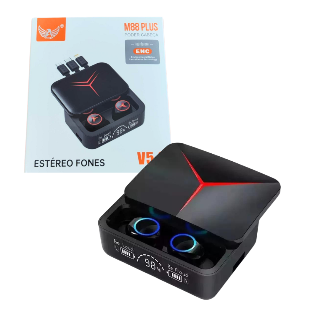 Fone Gamer S/ Fio Bluetooth com Função Carregador Portátil 2000mAh