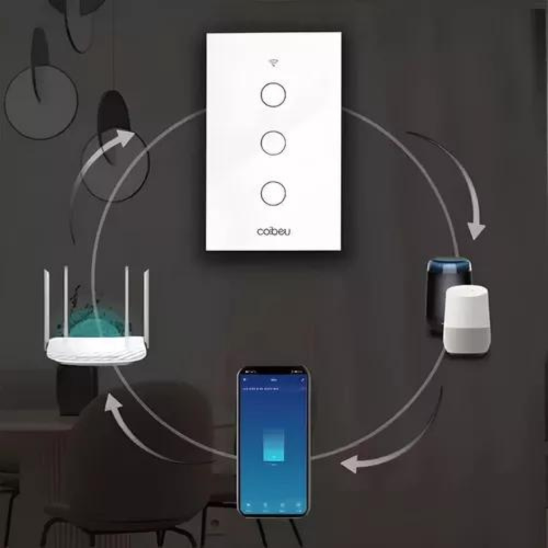 Interruptor Inteligente Wifi 3 Botões Led Alexa Google Home