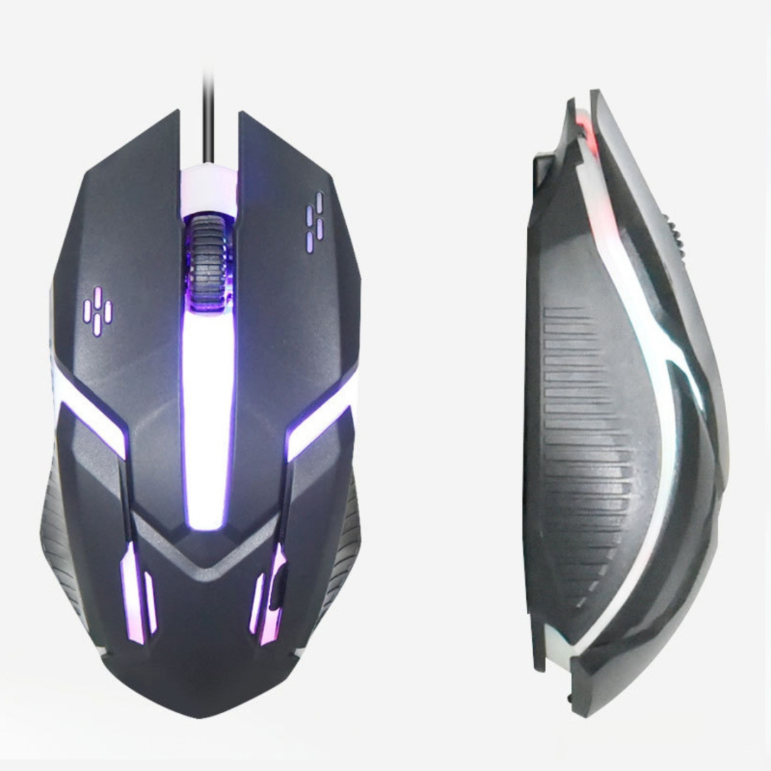 Kit Teclado Semi Mecânico e Mouse Óptico Gamer com Led RGB