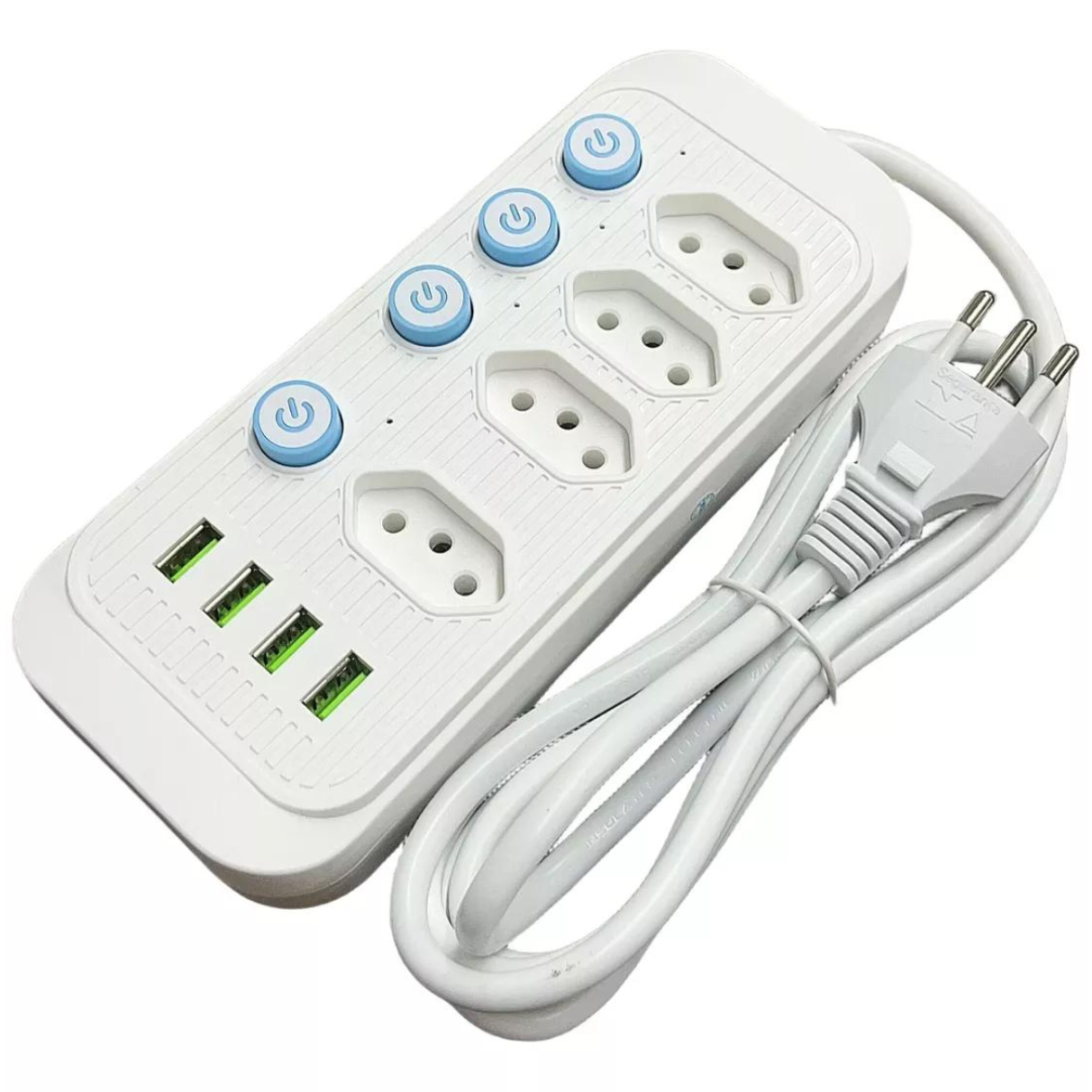 Extensão 4 Tomadas Com Botão On/Off Bivolt