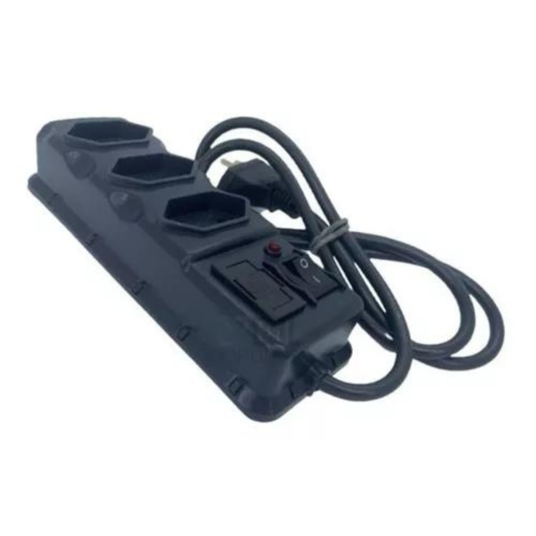 Extensão 3 Tomadas Proteção Fusível Botão On/Off
