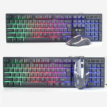 Kit Teclado Semi Mecânico e Mouse Óptico Gamer com Led RGB