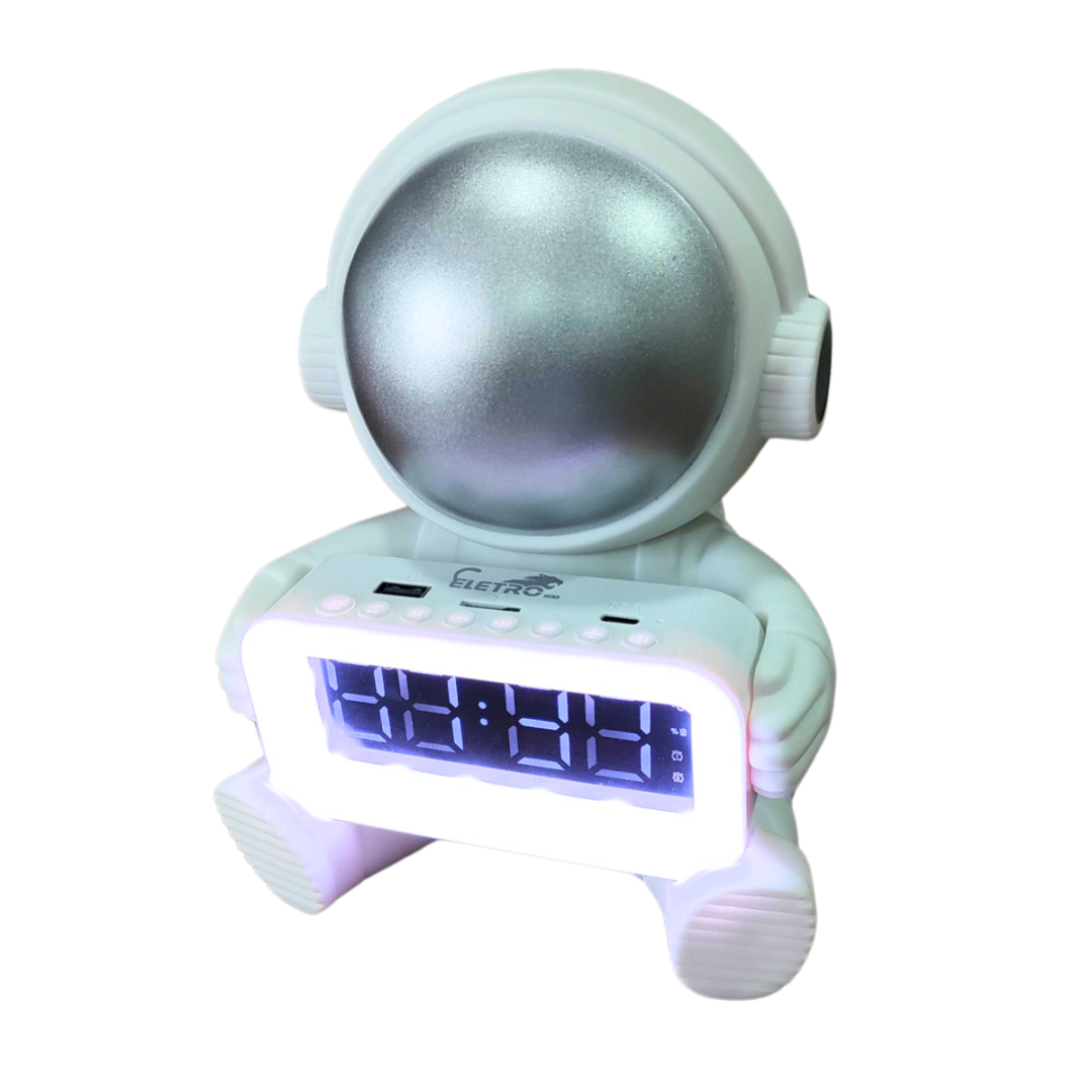 Caixa De Som Astronauta Com Relógio 30w
