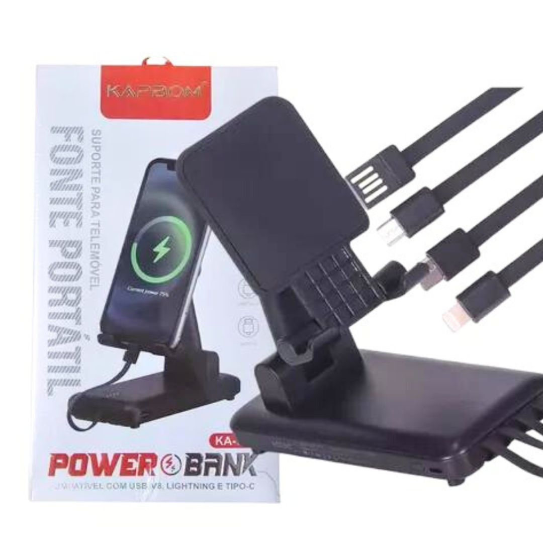 Carregador Portátil 10000mAh C/ Suporte Celular