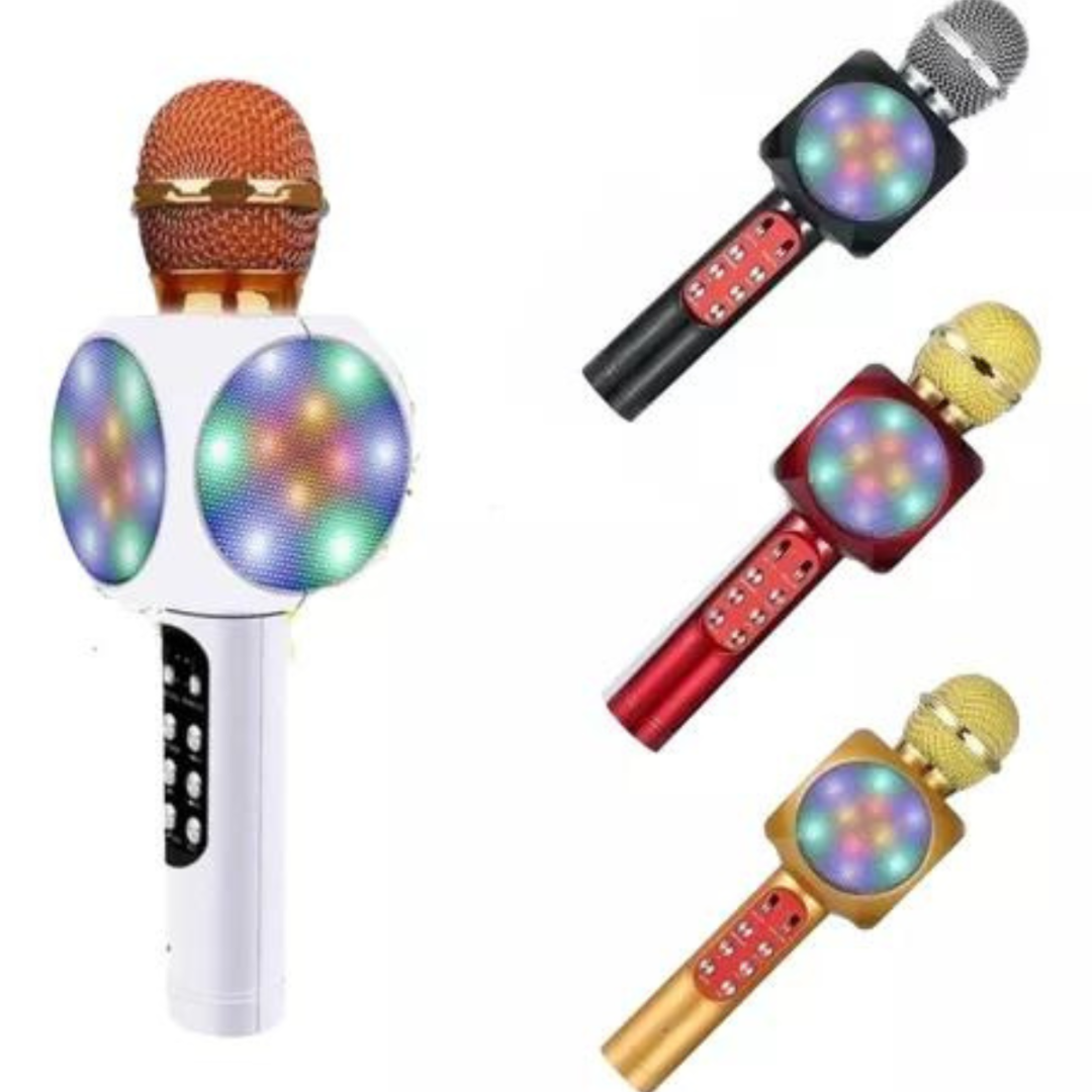 Microfone S/fio Bluetooth Karaokê Led Muda Voz