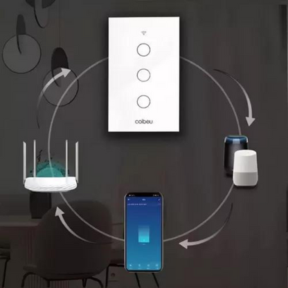 Interruptor Inteligente Wifi 3 Botões Led Alexa Google Home