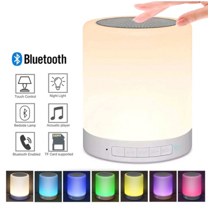 Caixa De Som Bluetooth com Abajur Led Multicolor