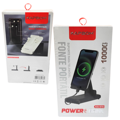 Carregador Portátil 10000mAh C/ Suporte Celular