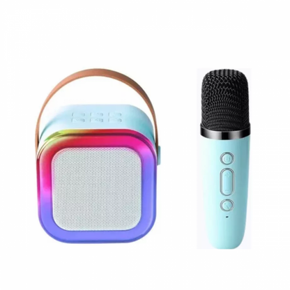 Caixa de Som Bluetooth Karaokê Portátil LED Com Microfone K12