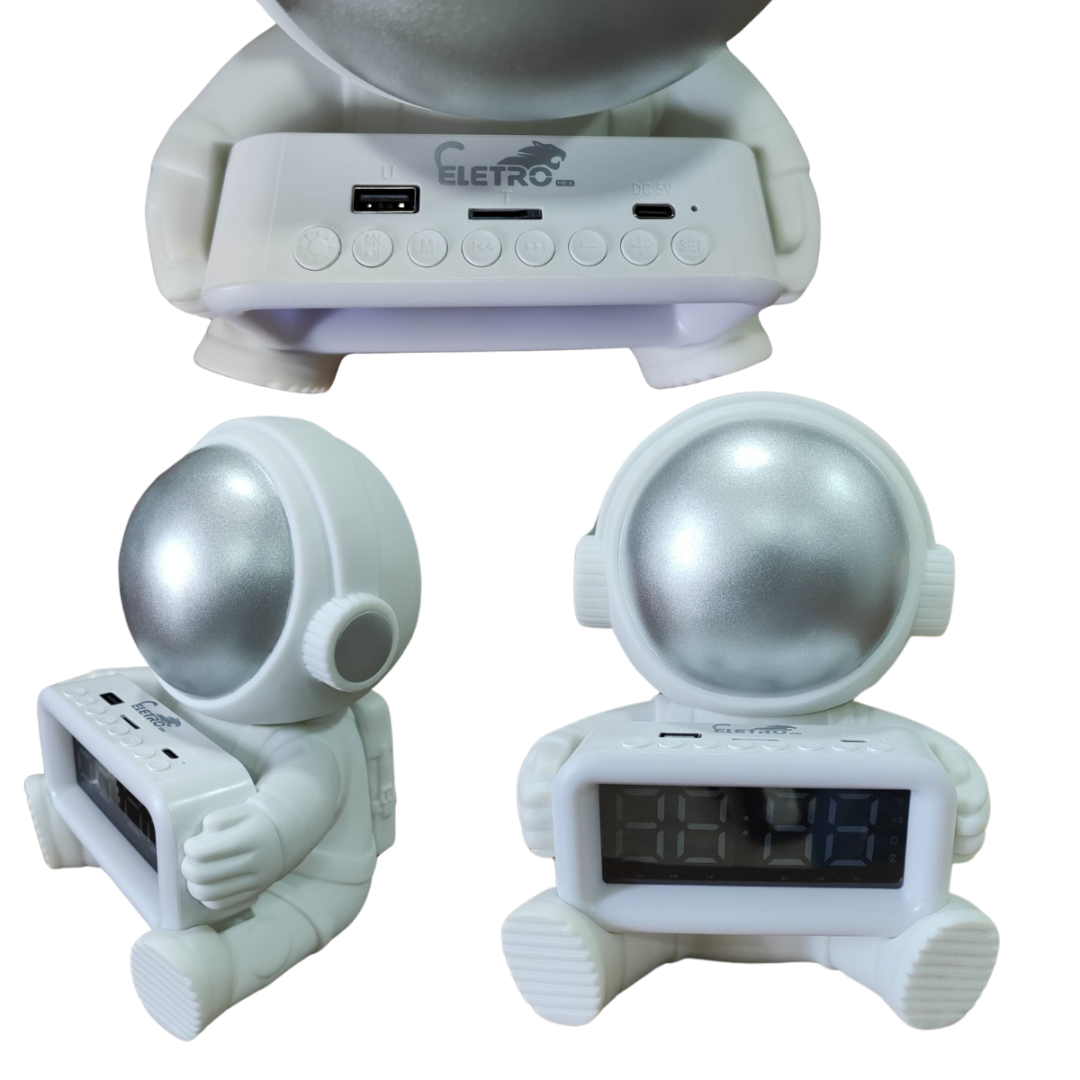Caixa De Som Astronauta Com Relógio 30w