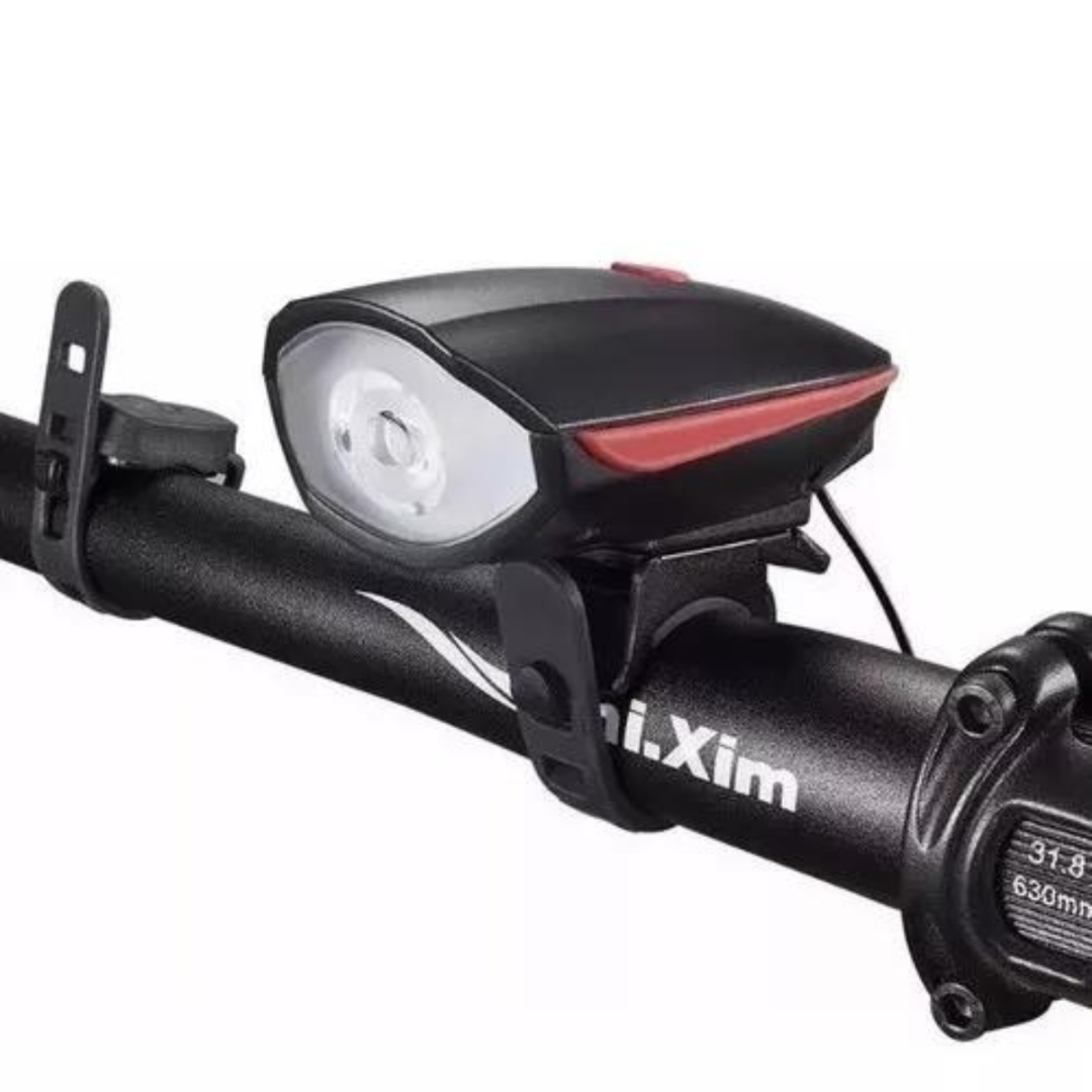 Farol de Bicicleta Led Recarregável Com Buzina