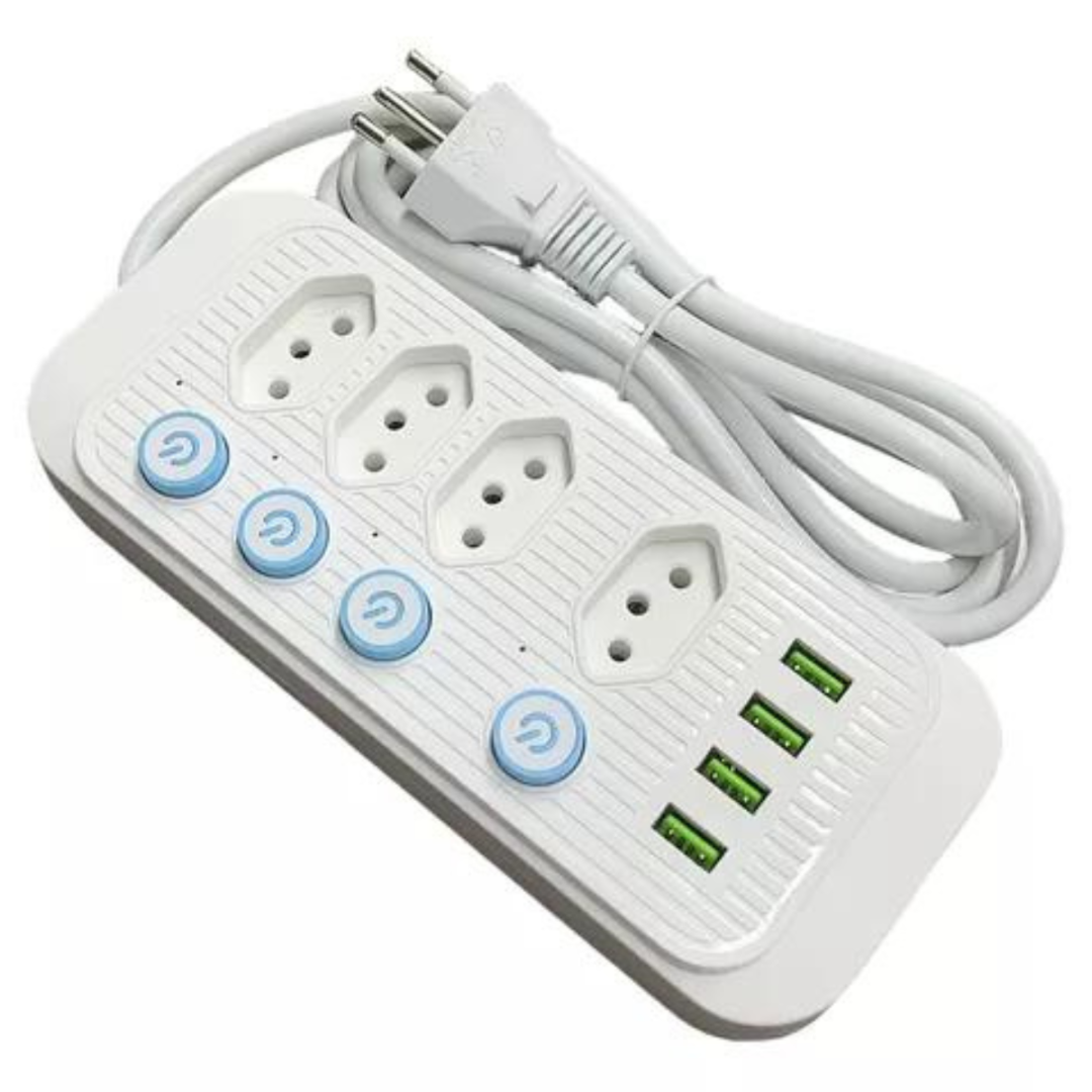 Extensão 4 Tomadas Com Botão On/Off Bivolt