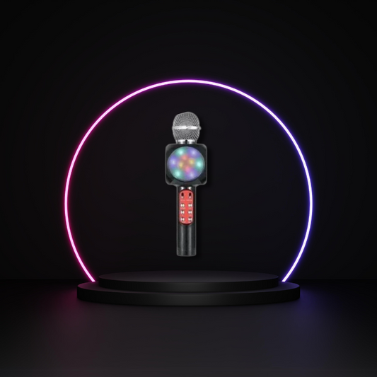 Microfone S/fio Bluetooth Karaokê Led Muda Voz